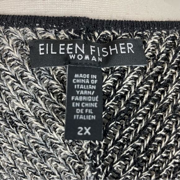 Eileen Fisher Black Gray Wool Linen Cardigan Sweater 2X - Picture 7 of 7